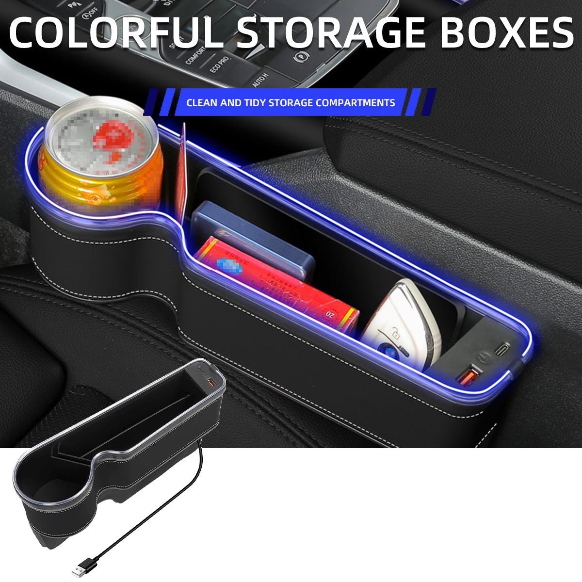 Seat Gap Filler Organizer With Usb Charger - Organiseur de rangement pour espace entre