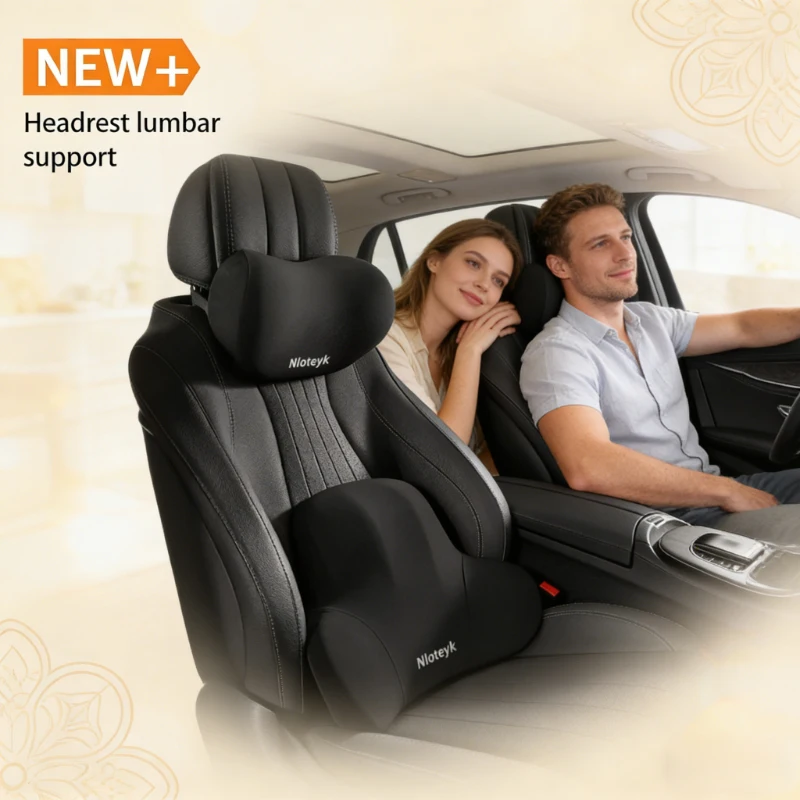Memory Foam Car Neck Pillow Lumbar Support - Ensemble de coussin de nuque et