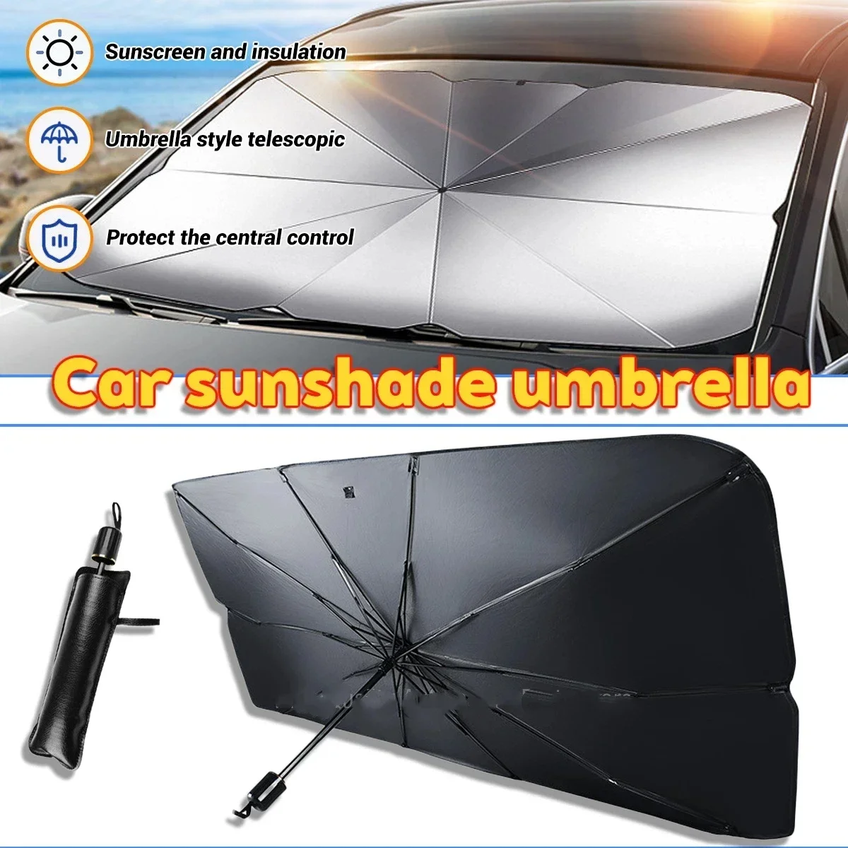 Parasol de voiture pliable pou - Car Sunshade Windshield Umbrella Foldable avis et prix