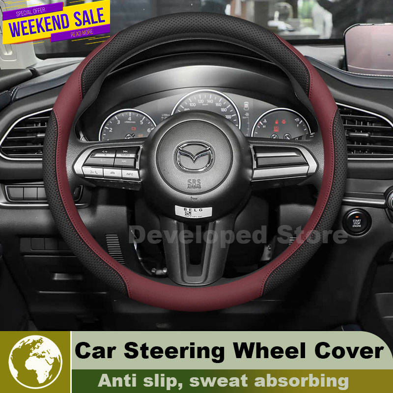 Housse de volant en cuir pour  - Car Steering Wheel Cover Anti Slip Breathable avis et prix