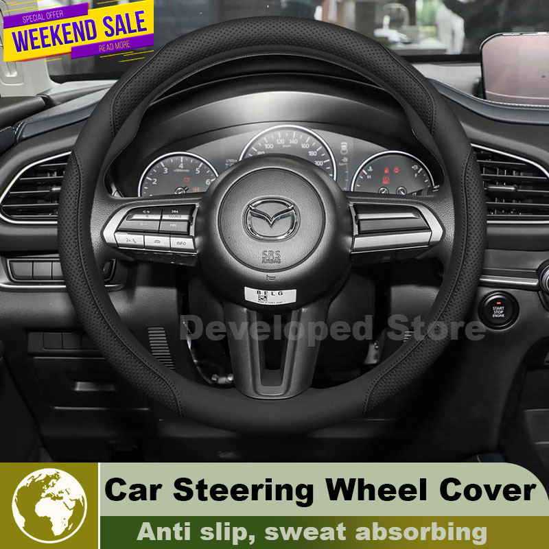 Housse de volant en cuir pour  - Car Steering Wheel Cover Anti Slip Breathable avis et prix