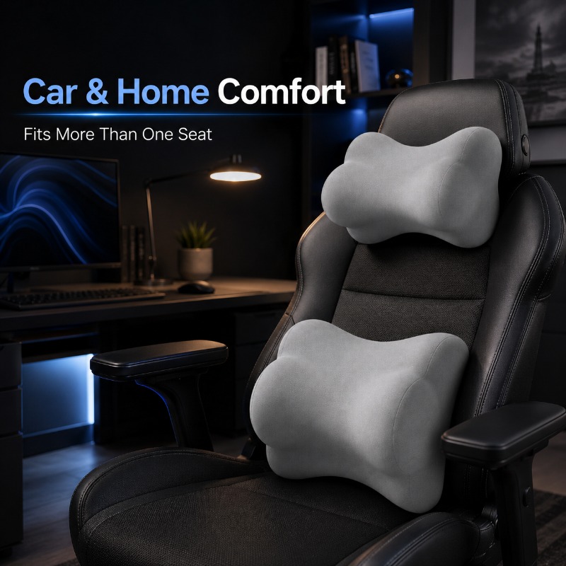 Coussin de soutien lombaire et - Memory Foam Car Neck Pillow Lumbar Support avis et prix