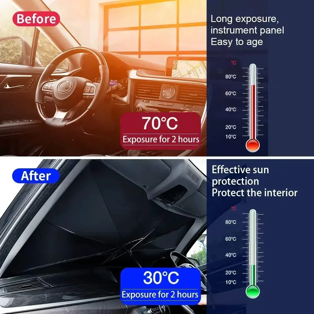 Pare-soleil pliable pour pare- - Car Sunshade Windshield Umbrella Foldable avis et prix