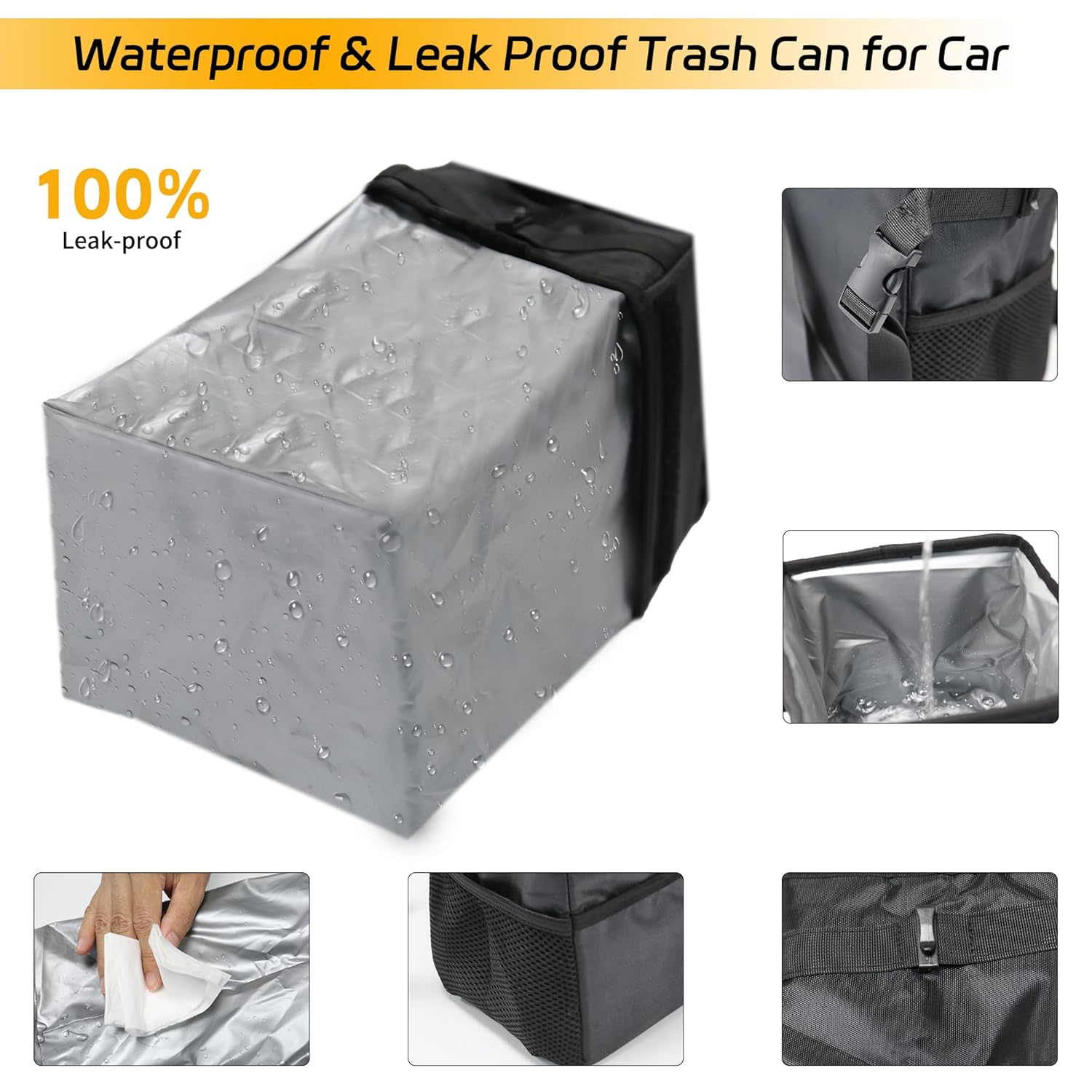Poubelle de voiture 3 en 1 ave - Waterproof Car Trash Can With Lid avis et prix